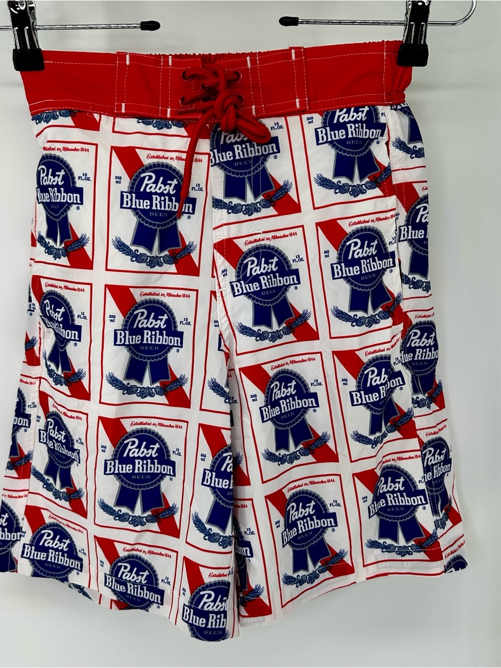 Pabst Blue Ribbon Men's Red & White Swim Trunks